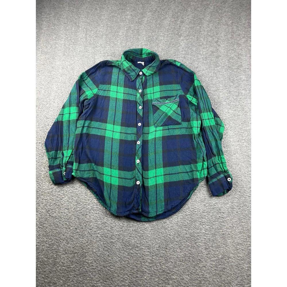 Aerie‎ Women's Green and Navy Plaid Casual Shirt Size XS